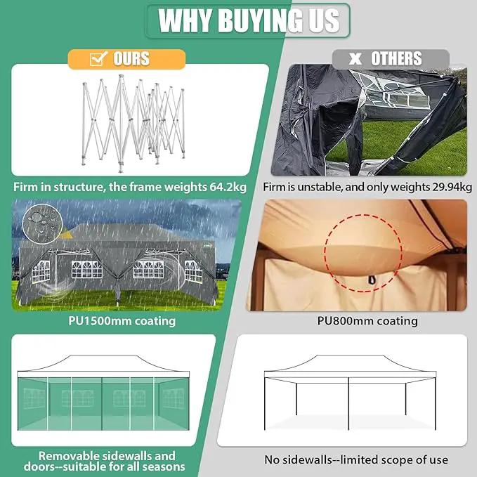 COBIZI 13x26 Pop Up Tent 13x26 Canopy with Sidewalls Heavy Duty Canopy Party Tent for Parties, Outdoor Wedding Large Event Tent Wind Waterproof UPF 50+ Ez Up in Garden Lawn with Roller Bag, Gray by GreenHaven Gardens
