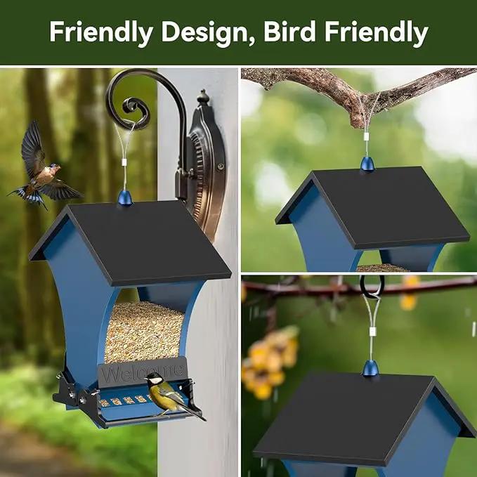 Wildpark Squirrel Proof Bird Feeders for Outdoors, 5LB Metal Hanging Feeders, Large Wild Feeders for Cardinals, Chickadees, Durable Backyard Feeders -One in Blue by GreenHaven Gardens