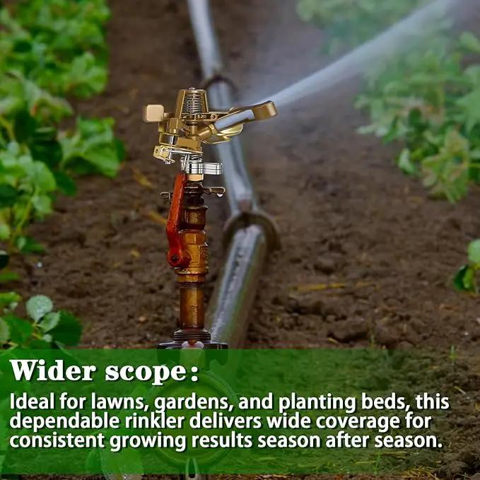 Ferraycle 3 Pieces 1/2 Inch Brass Impact Sprinkler Head with Nozzles Heavy Duty Adjustable 0-360 Degrees Impulse Sprinkler Head Lawn Watering for Yard Irrigation by GreenHaven Gardens