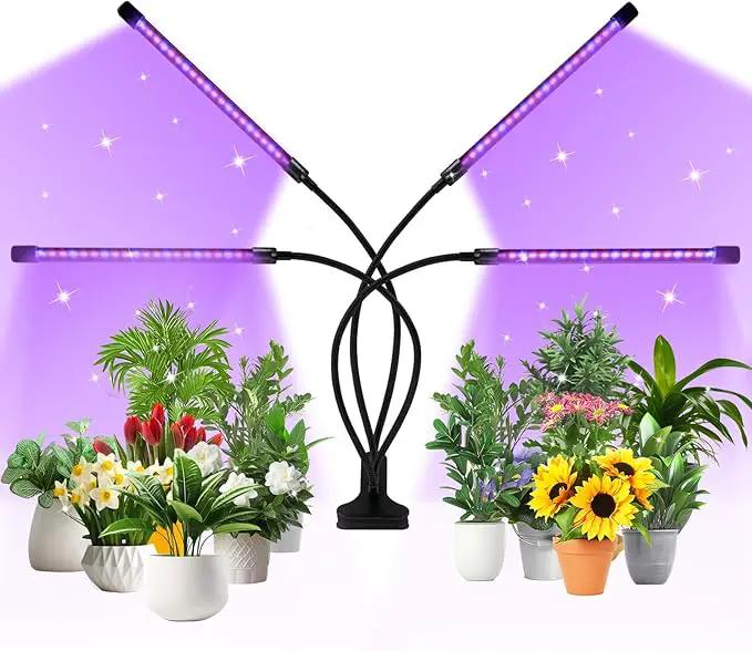 Shyineyou Grow Lights for Indoor Plants Full Spectrum, 80 LEDs Plant Light for Indoor Plants with 3/9/12H Timer, 4 Heads Clip On Plant Grow Light with 3 Modes, 20%-100% by GreenHaven Gardens