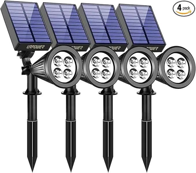 URPOWER Solar Lights Outdoor, 2-in-1 Waterproof Adjustable Solar Spotlights Outdoor Wall Light, Dusk-to-Dawn Solar Powered Landscape Lights for Backyard/Garden/Pathway/Pool/Porch (4Pack, Cool White) by GreenHaven Gardens