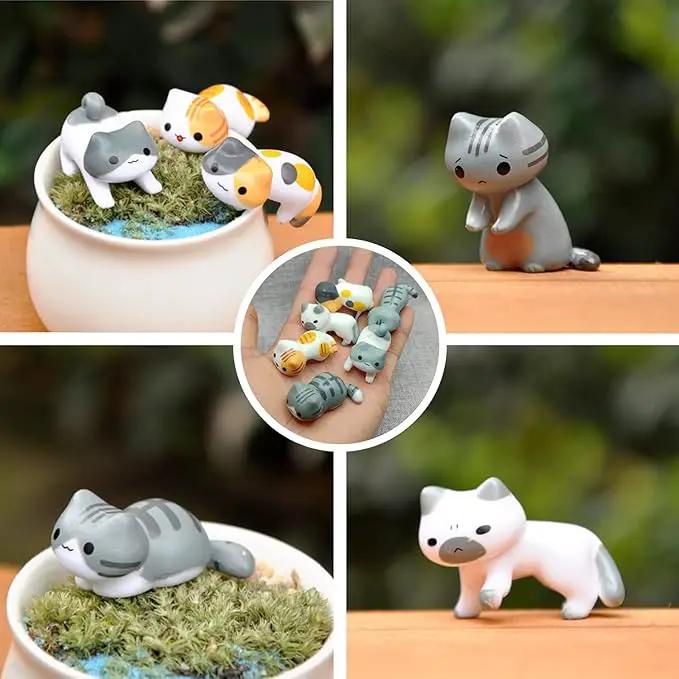 Mini Cute Tuxedo Small Cat Figures Decor, Miniature Fairy Garden Cat Succulent, 12 Pcs Lovely Cat Figurines For Cat Lovers, Tiny Terrarium Animal Statues Ornaments For Home Decoration Micro Landscape by GreenHaven Gardens
