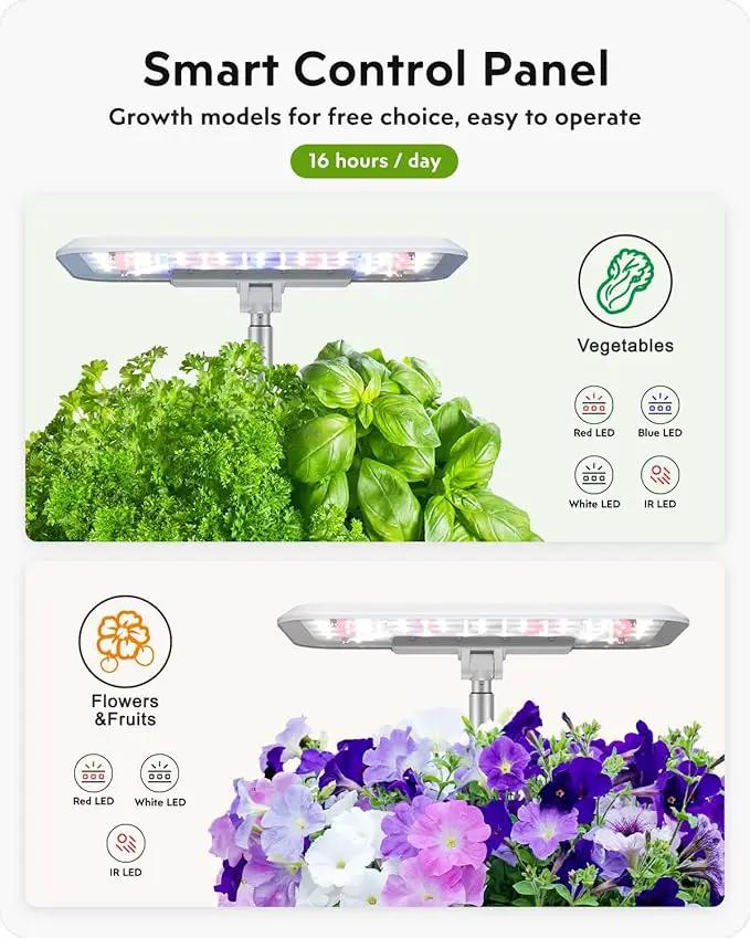 Hydroponics Growing System Garden: 8 Pods Indoor Herb Garden with Grow Light Plants Germination Kit Quiet Automatic Hydroponic Height Adjustable - Gardening Gifts for Women Kitchen White by GreenHaven Gardens