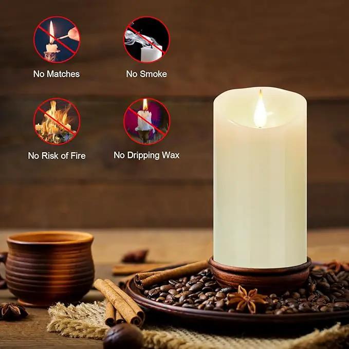 Tappovaly Flameless Flickering Battery Operated Candles 2pack Real Wax Pillar LED Candles with 10-Key Remote Control and 24 Hours Timer for Wedding, Party, Home Decoration (Ivory) by GreenHaven Gardens