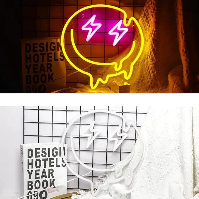 LED Smile Faces Neon Light Signs USB Powered for Wall Bedroom Kids Room Holiday Party Decoration Gifts (Yellow) by GreenHaven Gardens