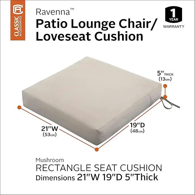 Classic Accessories 62-017-MUSHRM-EC Ravenna Seat Cushion, 21x19x5 Inch (Pack of 1), Mushroom, Patio Loveseat Cushion by GreenHaven Gardens