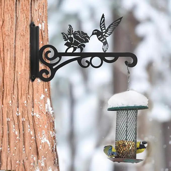 4-Pack 10 Inch Aesthetic Plant Hanger Indoor and Outdoor – Metal Hanging Plant Bracket with Hummingbird Pattern – Heavy Duty Plant Hooks for Hanging Flower Baskets, Bird Feeder, Wind Chime, Lantern by GreenHaven Gardens