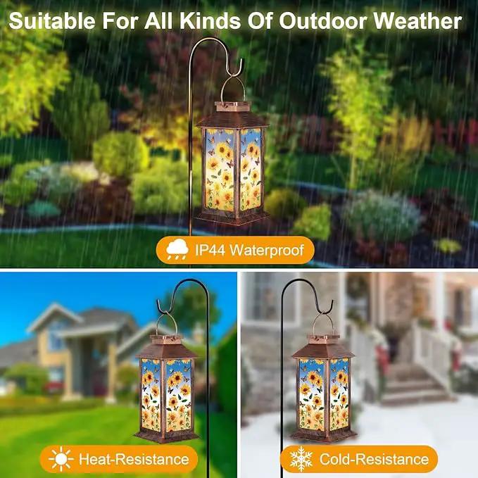 Solar Lantern Outdoor Waterproof Sunflower Butterfly Garden Decor Birthday Gifts for Women Mom and Grandma Solar LED Plastic Decorative Hanging Light for Yard(Sunflower Butterfly) by GreenHaven Gardens