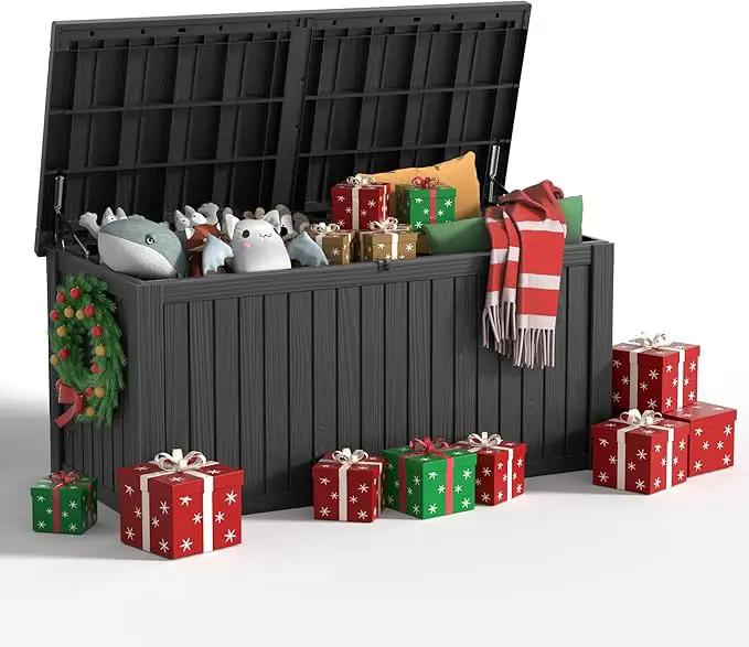 182 Gallon Deck Box Waterproof, UV Resistant Resin Outdoor Storage Box with Hydraulic Rod, Lockable Design and Enhanced Durability for Patio, Garden, and Poolside Use by GreenHaven Gardens