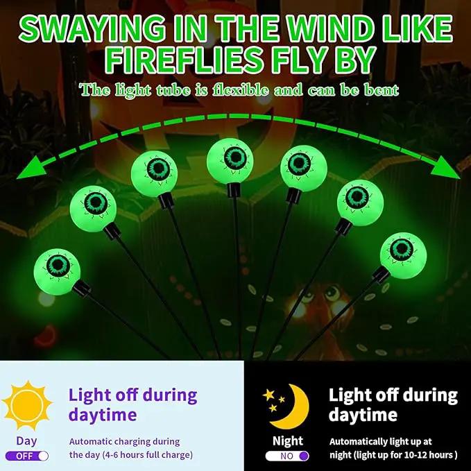 Aogist Halloween Decorations Eyeball Swaying Firefly Light Bright Long Standby Time Waterproof Outdoor Lights for Beautiful Spaces Garden Yard Lawn Pathway Porch Party Decor (Green, 2 Pack-12 LEDs) by GreenHaven Gardens