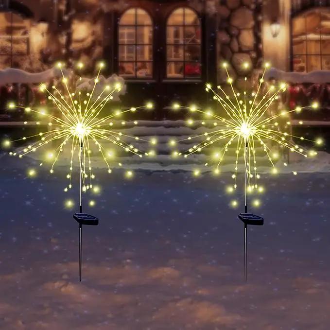 Solar Garden Firework Lights Outdoor Waterproof 6 Pack Solar Powered Art Stake Twinkle Lighting for Outside Decor, 120 LED Sparklers String Lights for Yard Pathway Patio Party Decorations (Warm White) by GreenHaven Gardens