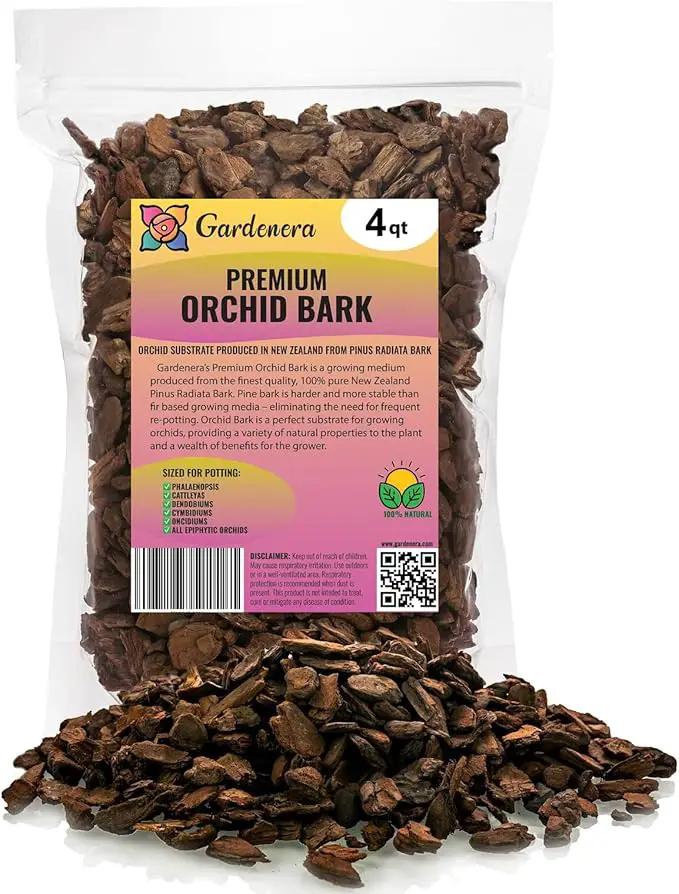 Premium Grade New Zealand Pinus Radiata Bark by Gardenera - Organic Hand Mixed New Zealand Pine Bark for Orchids - Medium Chips 9-12mm - 4 Quart by GreenHaven Gardens