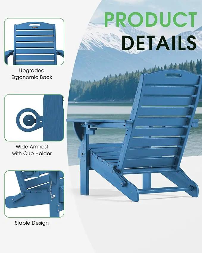 Adirondack Chairs Set of 2, Outdoor Fire Pit Chairs, HDPE All-Weather Adirondack Chairs with Cup Holder, Lawn Chair for Deck, Patio, Garden (NavyBlue) by GreenHaven Gardens