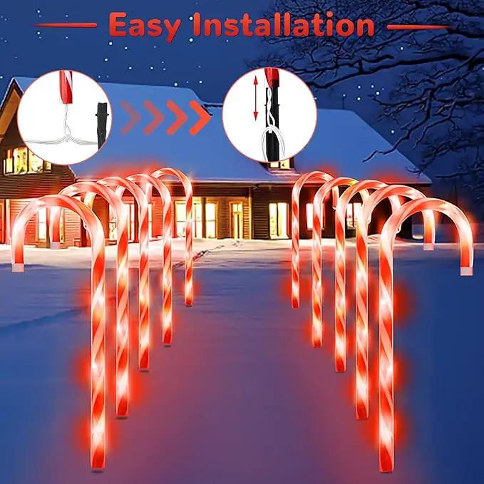 Christmas Candy Cane Pathway Makers Lights, 10 inch Set of 10 Candy Canes Lights Outdoor, Candy Cane Lights Christmas Decorations Outdoor by GreenHaven Gardens