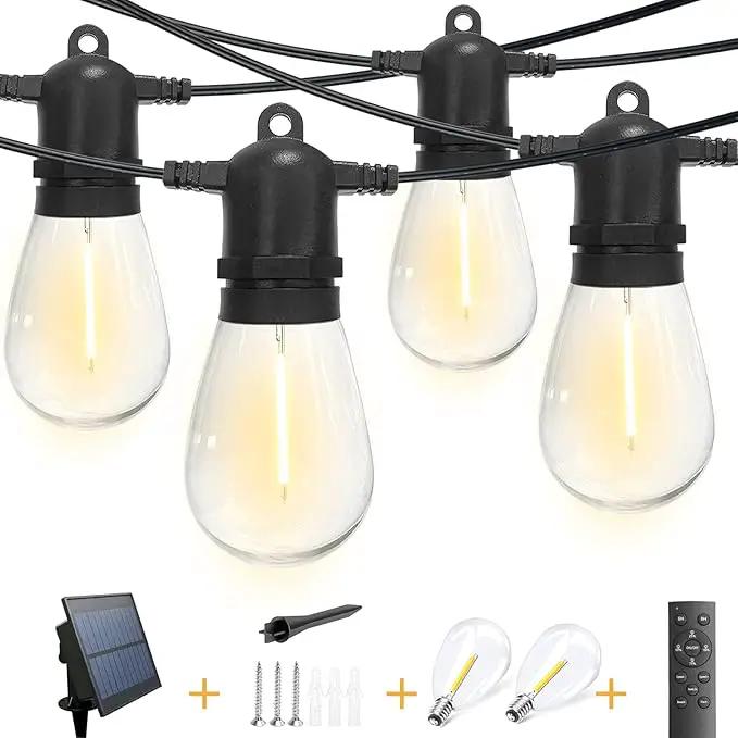 102(96+6) ft Solar String Lights Outdoor, Waterproof with USB Port Remote Control Solar Patio Lights,32 Shatterproof S14 Bulbs,1W Soft White by GreenHaven Gardens