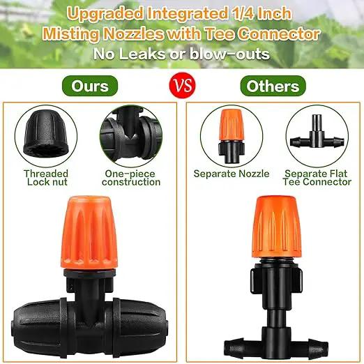 Upgraded 1/4" Drip Irrigation Fittings：60 Pieces Set-15 Couplings 15 Tees 5 Crosses 10 Elbows 10 End Plugs 5 Micro Dripper, Leak Free Barbed Locked Connectors for 1/4 Inch Irrigation Tubing by GreenHaven Gardens