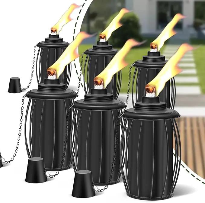 6-Pack Upgraded Torch Canisters,16oz Replacement Torch Refillable Canisters with Wicks,Caps, Outdoor Citronella Fuel Torch Canister for Luau Party, DIY Garden Decor. by GreenHaven Gardens
