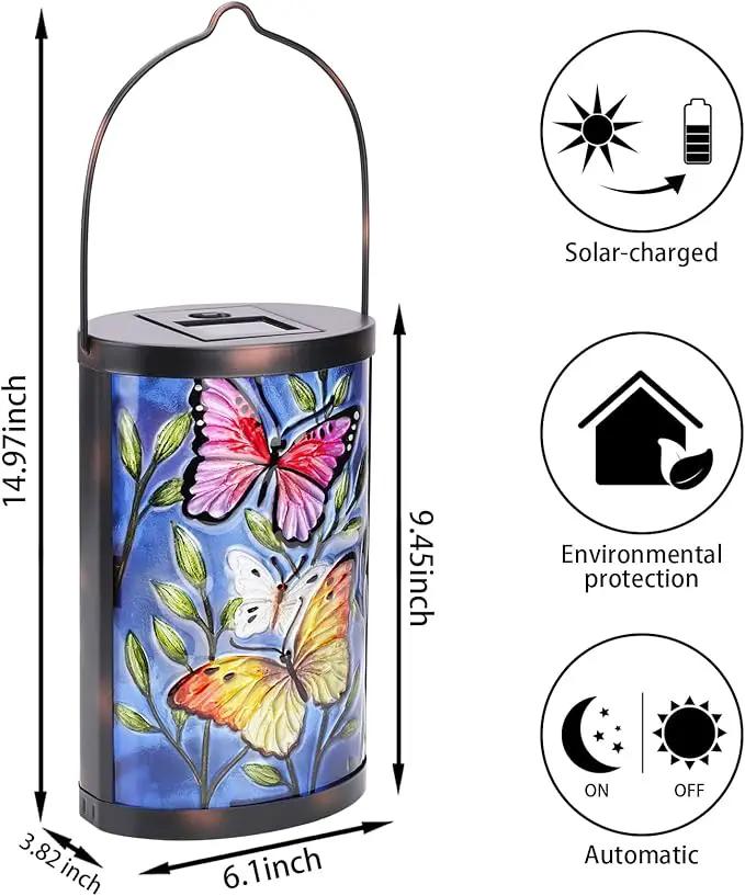 Hanging Solar Lantern Outdoor Waterproof LED Butterfly Solar Lights Decorative Solar Garden Lanterns Tabletop Lamp for Outdoor Patio Yard Decor by GreenHaven Gardens