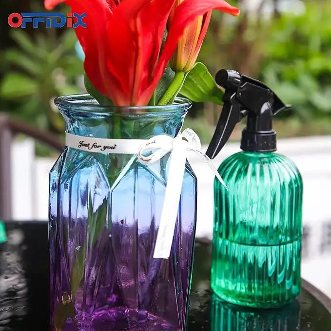 OFFIDIX Glass Spray Bottle, Fine Mist Plant Mister Handheld Pressure Spray Bottles,0.4L/13.5oz Watering Can with Adjustable Nozzle for Outdoor Indoor Gardening and Cleaning Work (Green) by GreenHaven Gardens