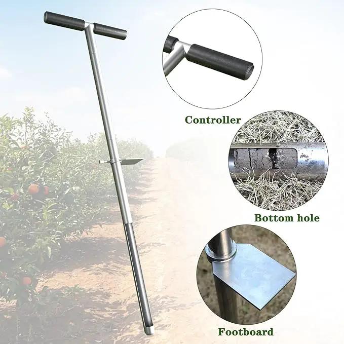 36" Soil Sample Probe Stainless Steel T-Style Handle Sampling Soil Probe Soil Sample Test Tool Kits with Foot Pedal and Reusable Sample Bags for Farm/Agriculture/Garden/Lawn/Golf Course by GreenHaven Gardens