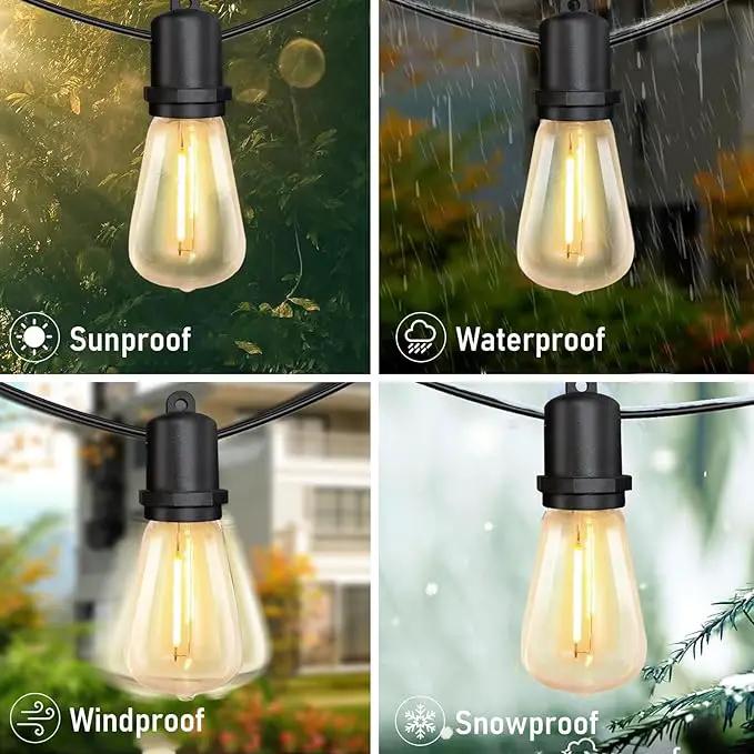GOOTHY 25Ft LED Outdoor String Lights with 13 Edison Shatterproof Bulbs (1 Spare), ST38 Hanging Patio Lights Waterproof for Outdside Porch Deck Backyard Garden Commercial Grade Decorations Lights by GreenHaven Gardens