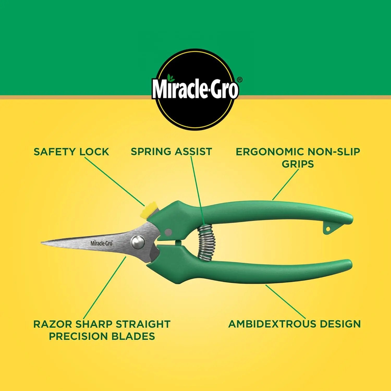 Miracle-Gro Straight Tip Floral Shears - Lightweight Gardening Scissors - Hand Pruner Pruning Shear for Flowers, Herbs, Roses and Indoor Plants by GreenHaven Gardens