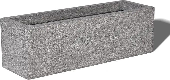 24 Inch Rectangular Concrete Planter,Durable All-Weather Use with Drainage Holes,Large Rectangular Planter for Outdoor Indoor Plants by GreenHaven Gardens