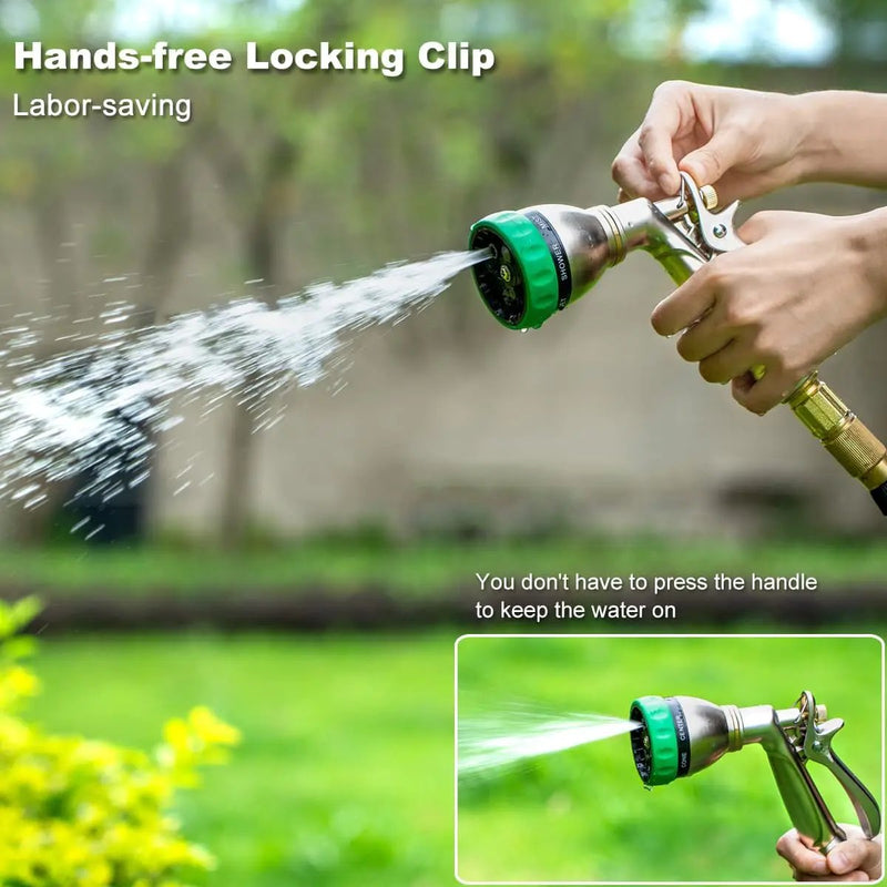 FANHAO Heavy Duty Garden Hose Nozzle, 100% Metal Water Hose Sprayer with 7 Spray Patterns, Ergonomic Rear Trigger, High Pressure Water Nozzle Sprayer for Watering Plants, Washing Car and Pet by GreenHaven Gardens