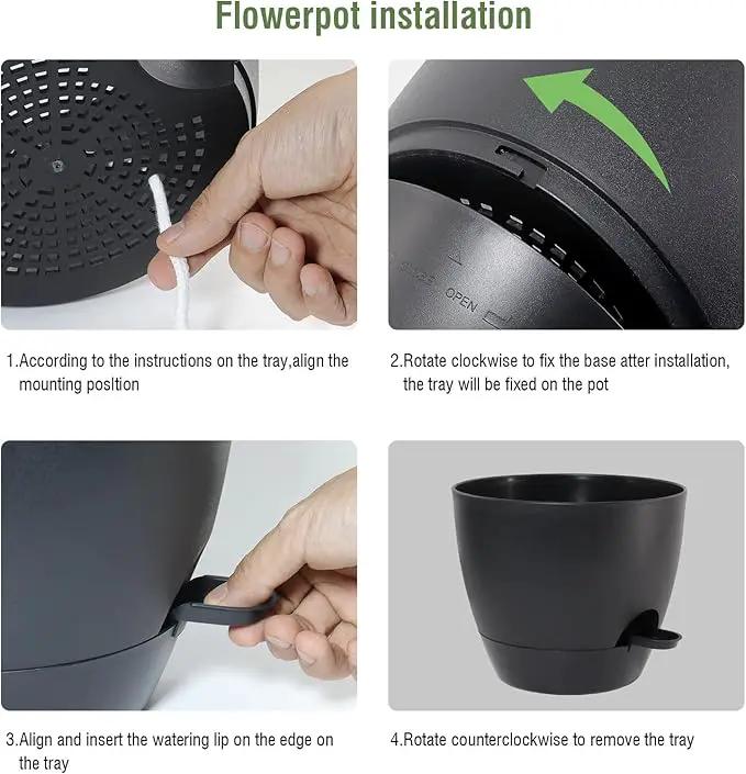 12/10/9 inch Large Self Watering Pots, Planter, Plant Pots with Mesh Drainage Holes for Indoor Outdoor Garden Plants, Plastic Flower Pots with Removable Deep Reservoir, Black by GreenHaven Gardens