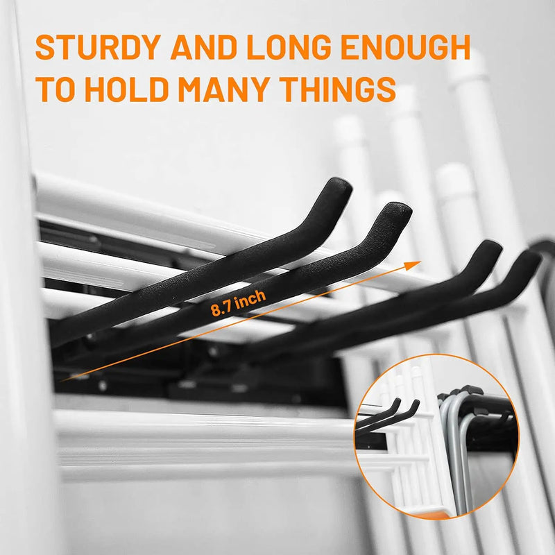 Wallmaster Garage Storage Organization Wall Mount, Garden Tool Rack Organizer Heavy Duty Folding Chair Hangers with 6 Adjustable Hooks 48inch Tracks Max Load 450lb by GreenHaven Gardens