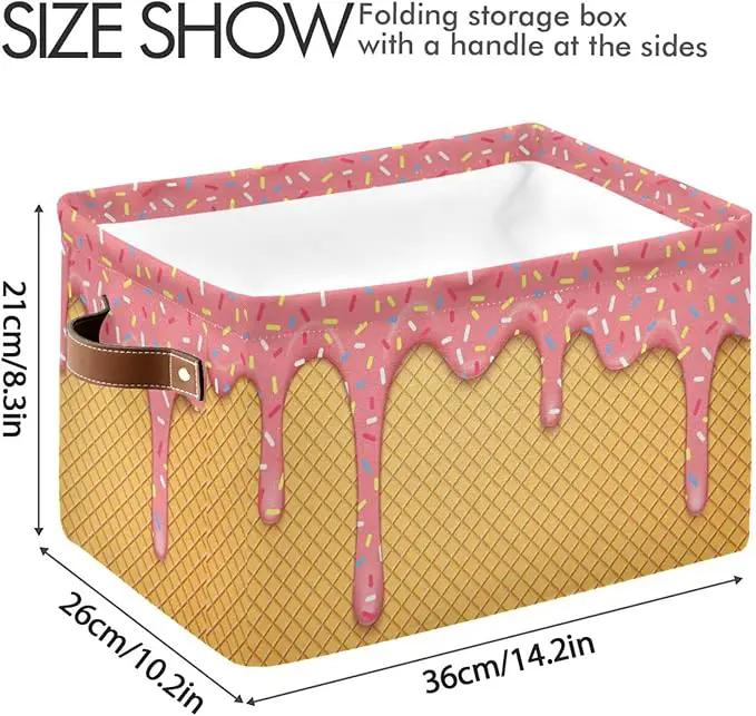 Ice Cream Rectangular Storage Basket Organizer Bin Shelf Baskets For Clothes Gifts For Home Office Dorm by GreenHaven Gardens