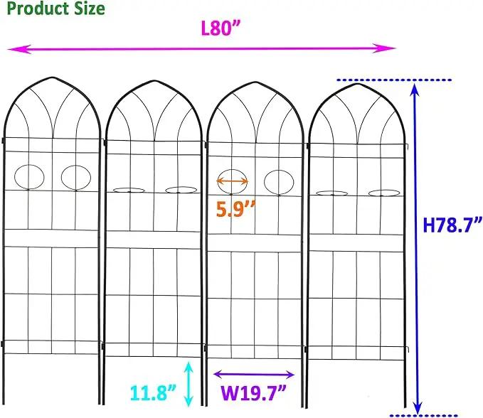 Metal Garden Trellis Rustproof Trellis for Climbing Plants Outdoor Flower Support (Black-4 Pack, 78.7"x19.7") by GreenHaven Gardens