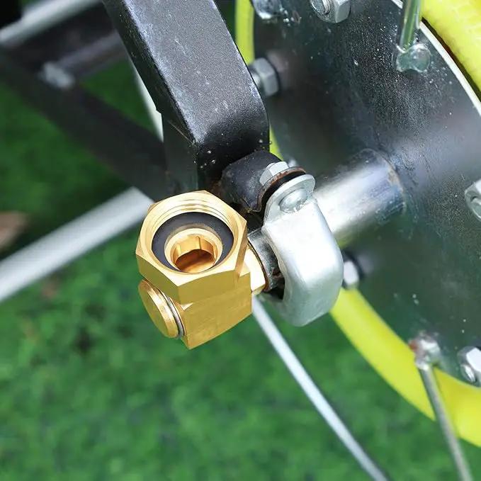 Garden Hose Reel Replacement Fitting,Brass 3/4"GHT Female to 1/2"NPT Male Swivel Elbow adapter (4.72 inches in length 2 piece) by GreenHaven Gardens