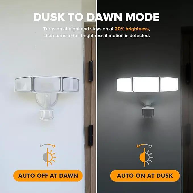 LUTEC 2 Pack 72W 7500LM LED Security Lights Motion Sensor Light Outdoor, 5000K Daylight, IP65 Waterproof, Dusk to Dawn, 3-Head Motion Detected Flood Light for Garage, Yard, Porch(White) by GreenHaven Gardens