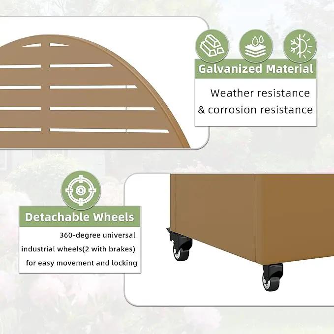 Casaphoria Metal Raised Garden Bed with Trellis and Wheels, 72"x47"x16" Arched Planter Box for Climbing Plants, Vegetables & Vines, Features Drainage Holes and Privacy Screen (Brown-Louvered) by GreenHaven Gardens