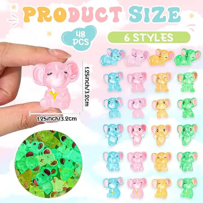 96 Pcs Luminous Resin Mini Elephant Animals Miniature Elephant Figurines Glow in The Dark Garden Accessories Moss Landscape DIY Terrarium Ornament for Garden Dollhouse Decoration (Classic)