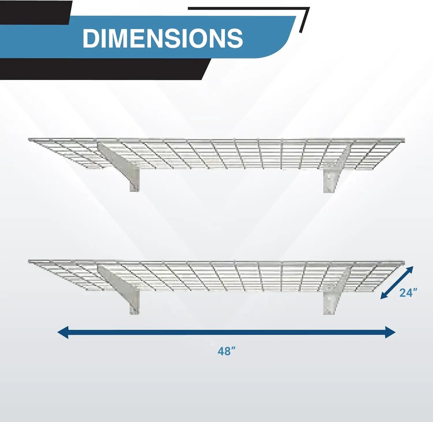 00630 2-Pack Heavy Duty Steel Wall Garage Shelving, 48-Inch X 24-Inch Wall Mounted Shelves for Garage Storage, Low-Profile Brackets, Max Shelf Load 150 Pounds, White Powder Coated Finish by GreenHaven Gardens