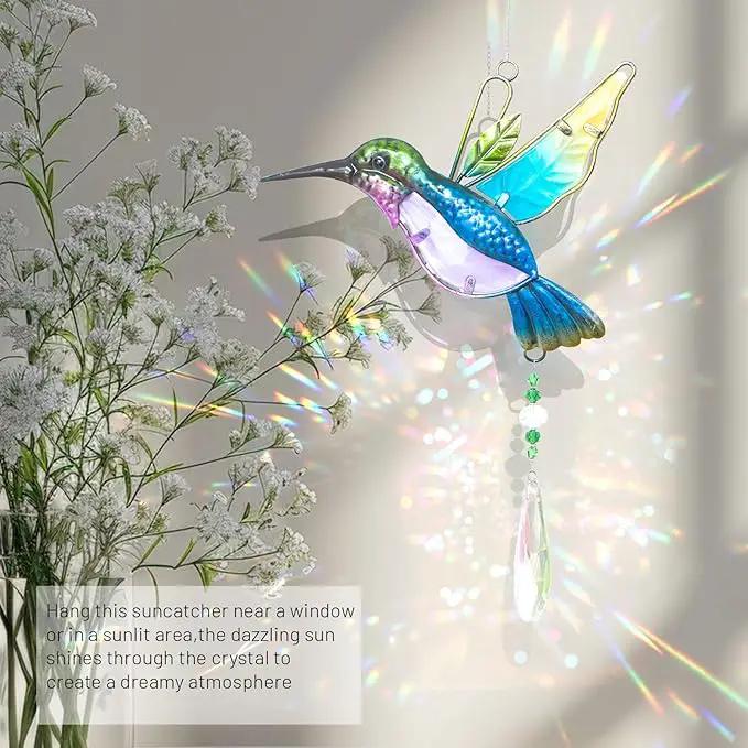 WEISIPU Crystal Suncatchers for Windows - Hummingbird Crystal Ball Prisms Hanging Crystals Ornament for Home Garden Office Wedding Christmas Decoration-Hummingbird by GreenHaven Gardens