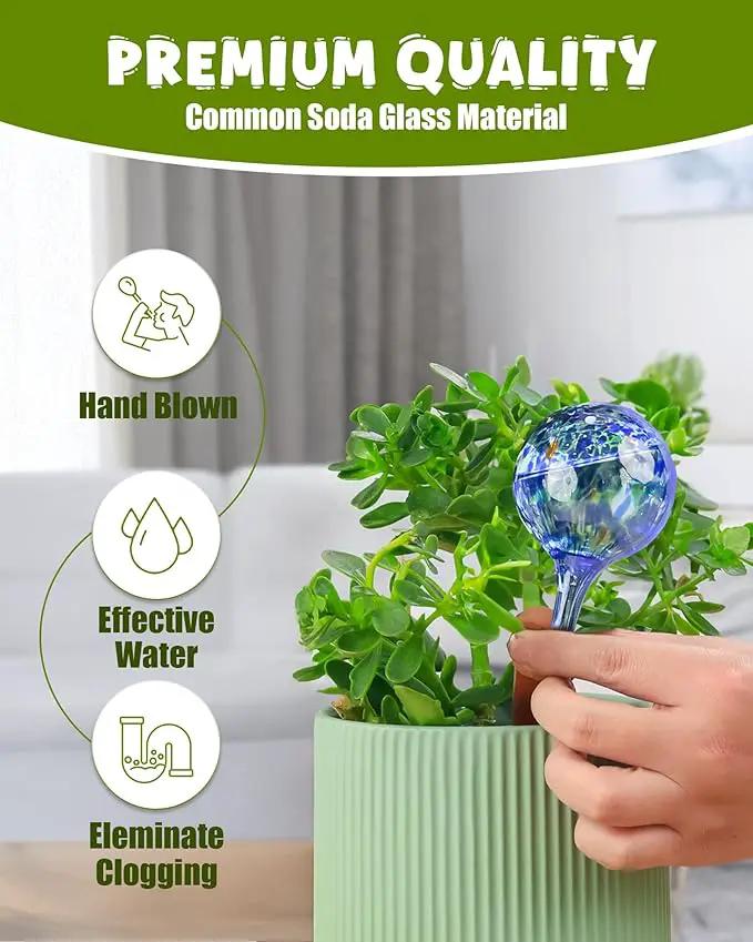 Iridescent Self Watering Globes, Glass Rainbow Plant Watering Globes, Self Watering Planter Insert, Automatic Plant Waterer Indoor (Small-6 Pcs Multi-Color, Small) by GreenHaven Gardens