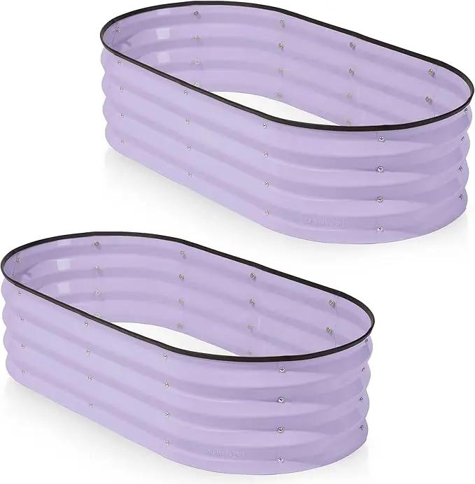 Galvanized Raised Garden Beds Outdoor // 4×2×1 ft (2-Pack) Planter Raised Beds for Gardening, Vegetables, Flowers (Lavender) // Large Metal Garden Box by GreenHaven Gardens