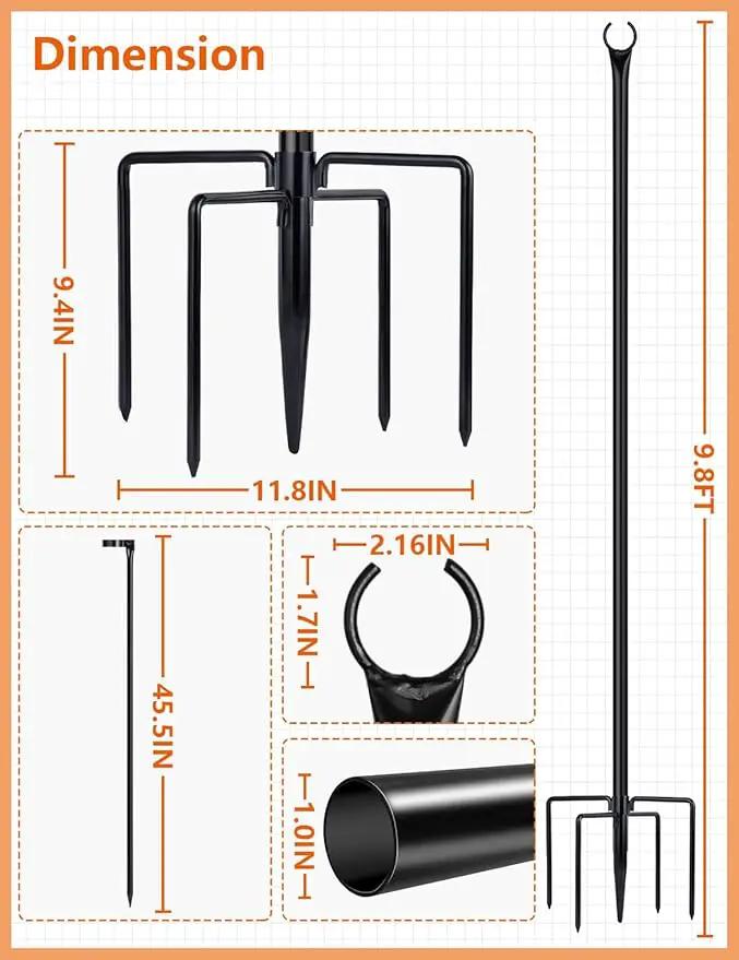 LOPANNY String Light Poles - 2 Pack 9.8FT Ft Light Poles for Outside String Lights,Outdoor Light Poles with Fork,Metal Poles Stand for Patio Deck Backyard by GreenHaven Gardens