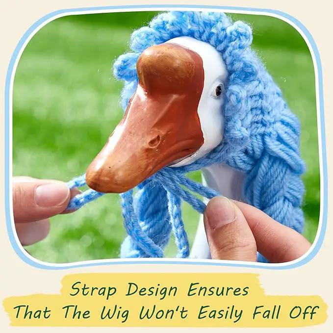 3 Pcs Porch Goose Outfit, Cute Porch Goosey Braid Wig, Crochet Hook Portico Goose Wig for Lawn Goosey Garden by GreenHaven Gardens