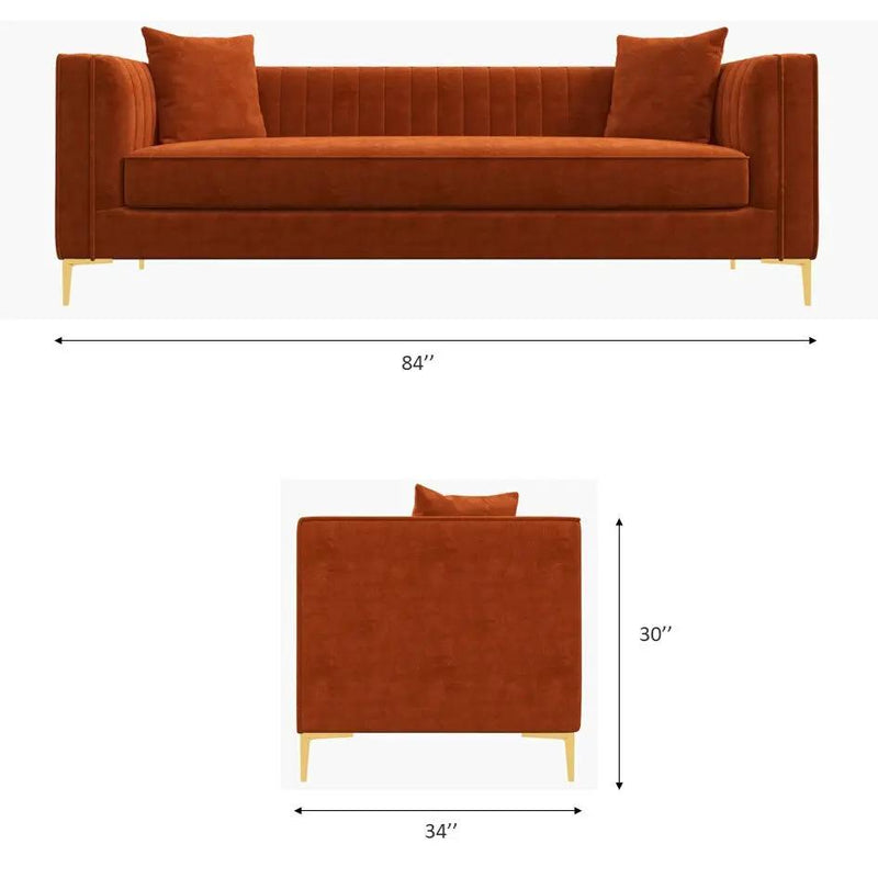 Angelina Cognac PU Leather Sofa by HouseOfZazla