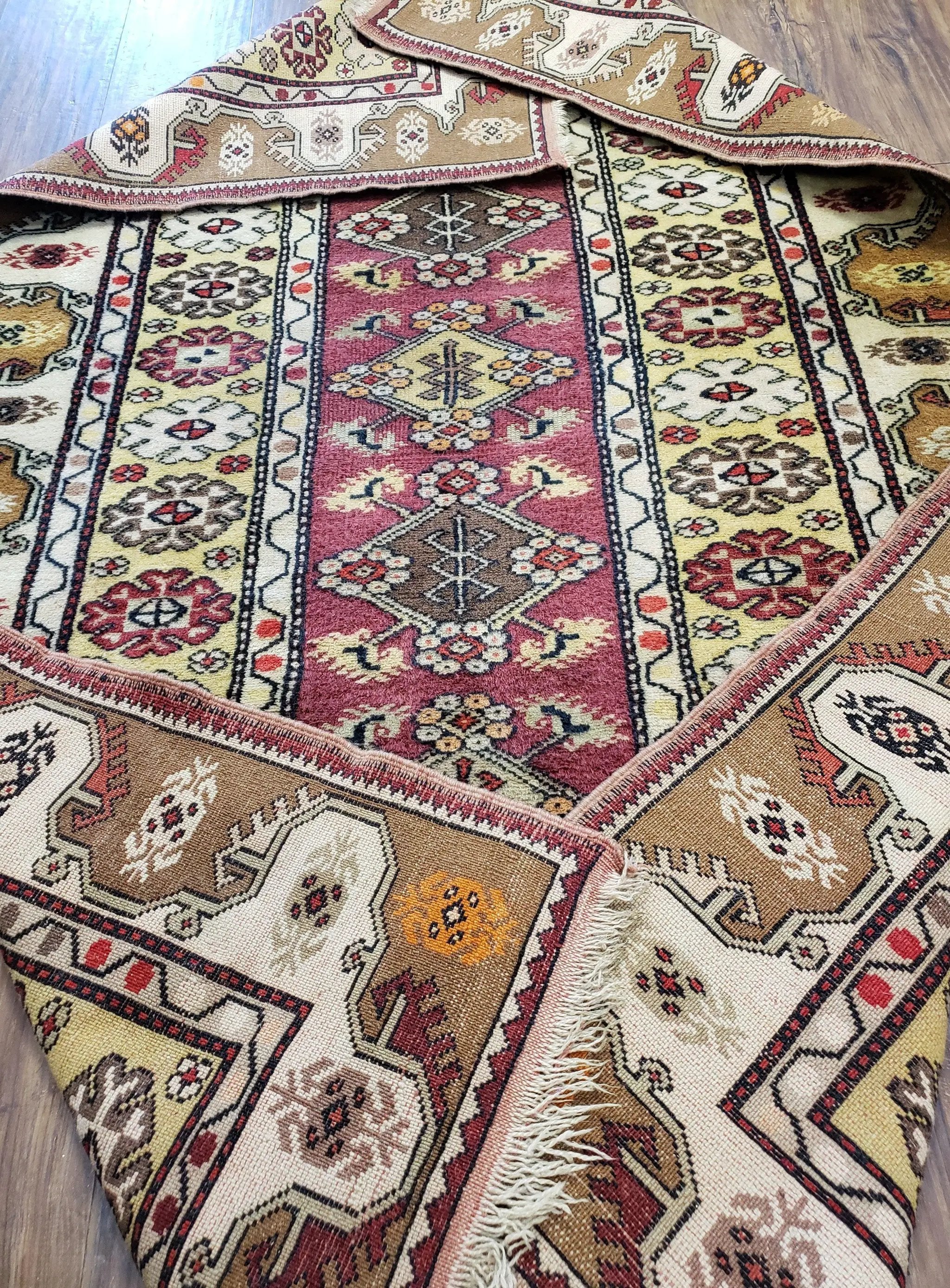 Turkish Caucasian Rug 4x7, Wool Turkish Talish Carpet, Geometric Rug by Jewel Rugs
