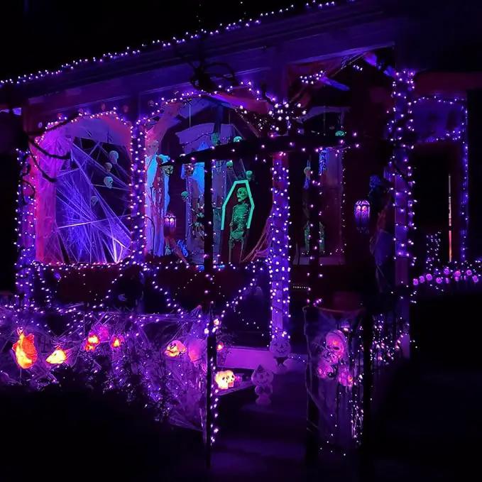 EEW 2 Pack 200 LED Solar Halloween Lights Outdoor Waterproof, Solar String Lights for Outside, Solar Powered Tree Light with 8 Lighting Modes for Xmas Party Garden Yard Halloween Decorations (Purple) by GreenHaven Gardens