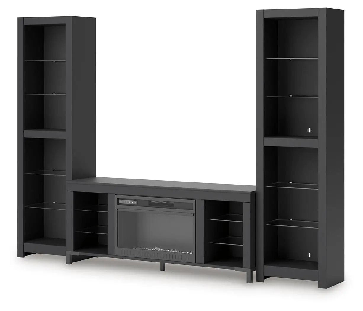 Cayberry - 3-Piece Entertainment Center With Electric Fireplace - Black by Unique Piece Furniture