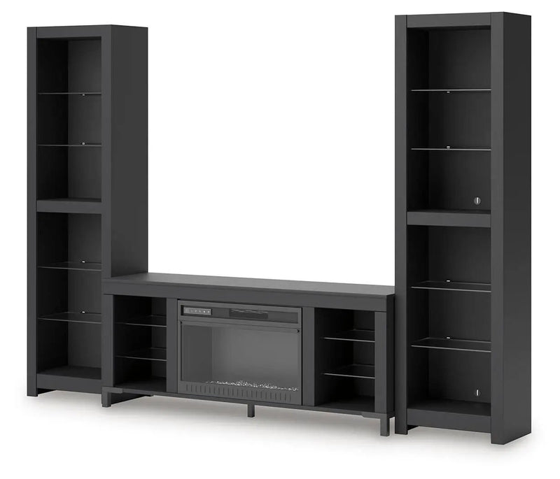 Cayberry - 3-Piece Entertainment Center With Electric Fireplace - Black by Unique Piece Furniture
