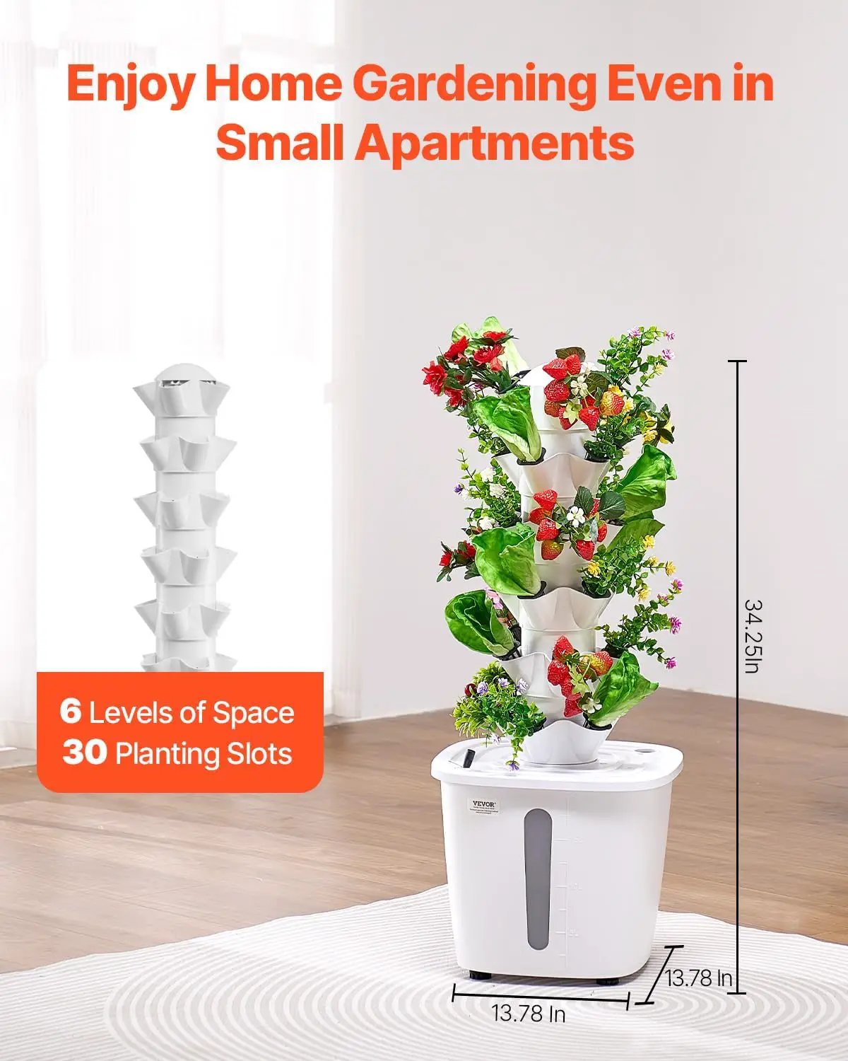VEVOR Hydroponic Growing System, 30 Pods Vertical 6 Tiers Hydroponic Tower, Home Hydronic Garden with Water Pump & Timer, Water Circulation Plants Germination Kit for Indoor Herbs Fruits & Vegetables by GreenHaven Gardens