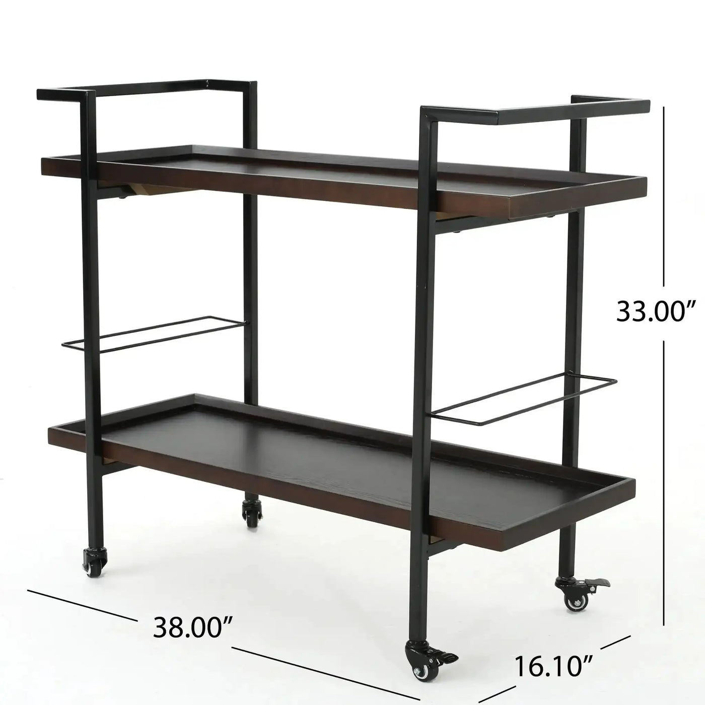 Modern Industrial Bar Cart With Shelving and Casters by HouseOfZazla