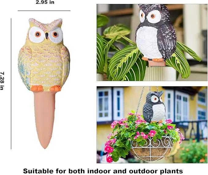 4-Pack Self-Watering Terracotta Spikes for Plants, Automatic Plant Watering Stakes, Keeps Plants Hydrated While You're Away, Ideal for Indoor & Outdoor Use (Owl Design) by GreenHaven Gardens